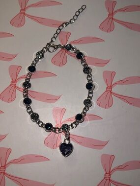 Silver Bracelet with Blue Heart Charm